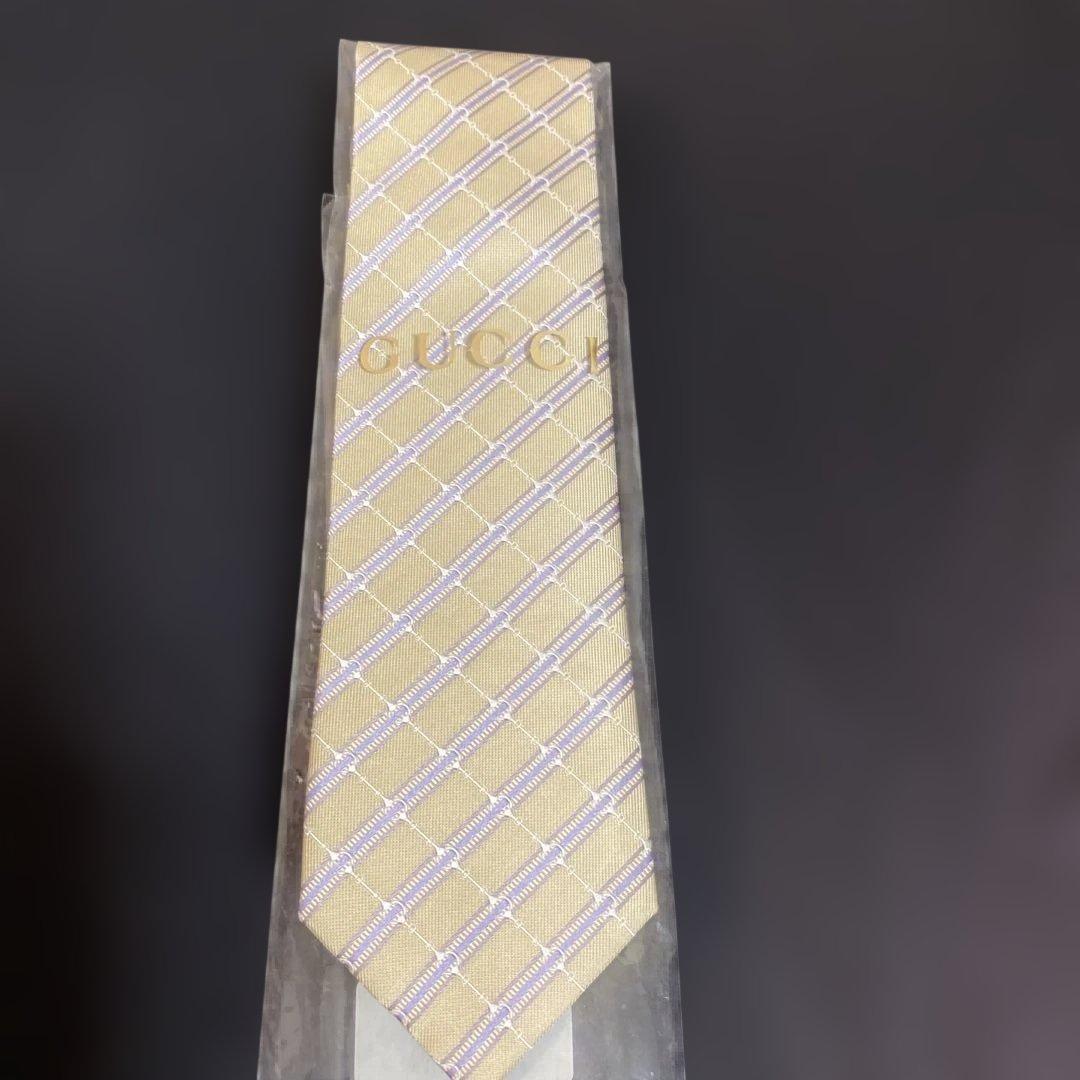 GUCCI イエローチェックネクタイ