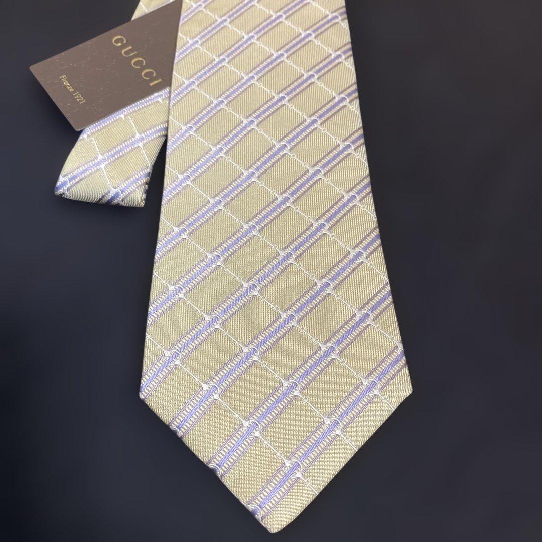 GUCCI イエローチェックネクタイ