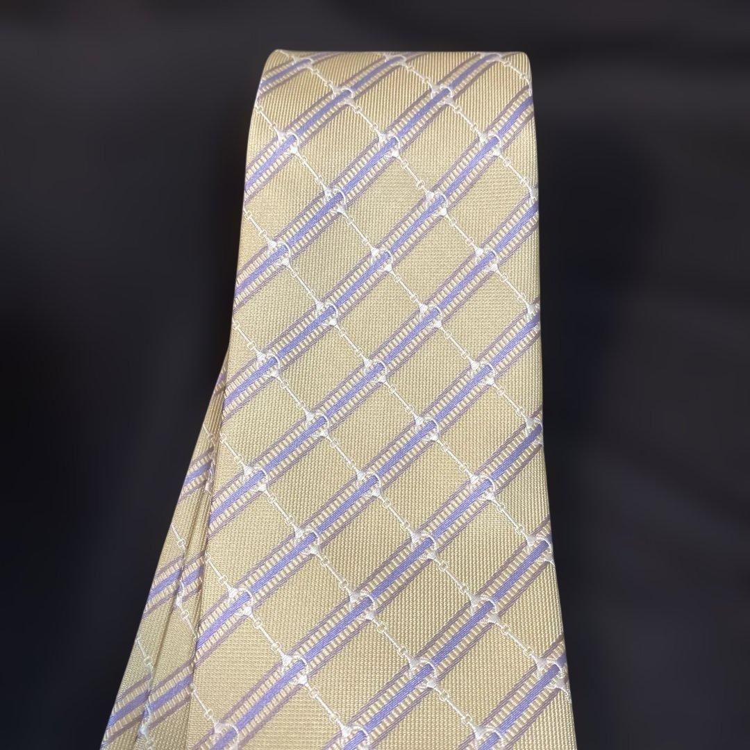 GUCCI イエローチェックネクタイ