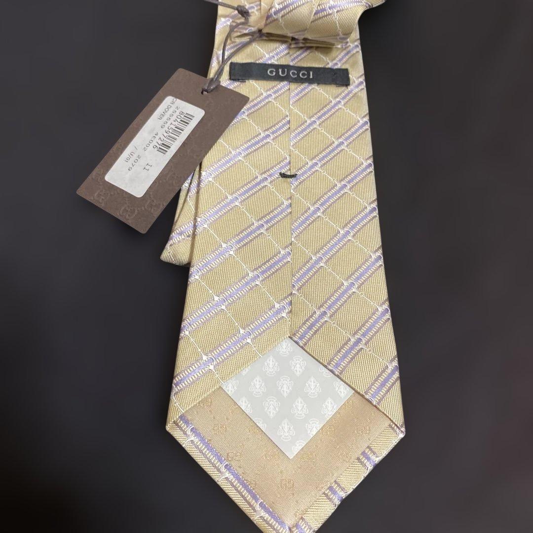 GUCCI イエローチェックネクタイ