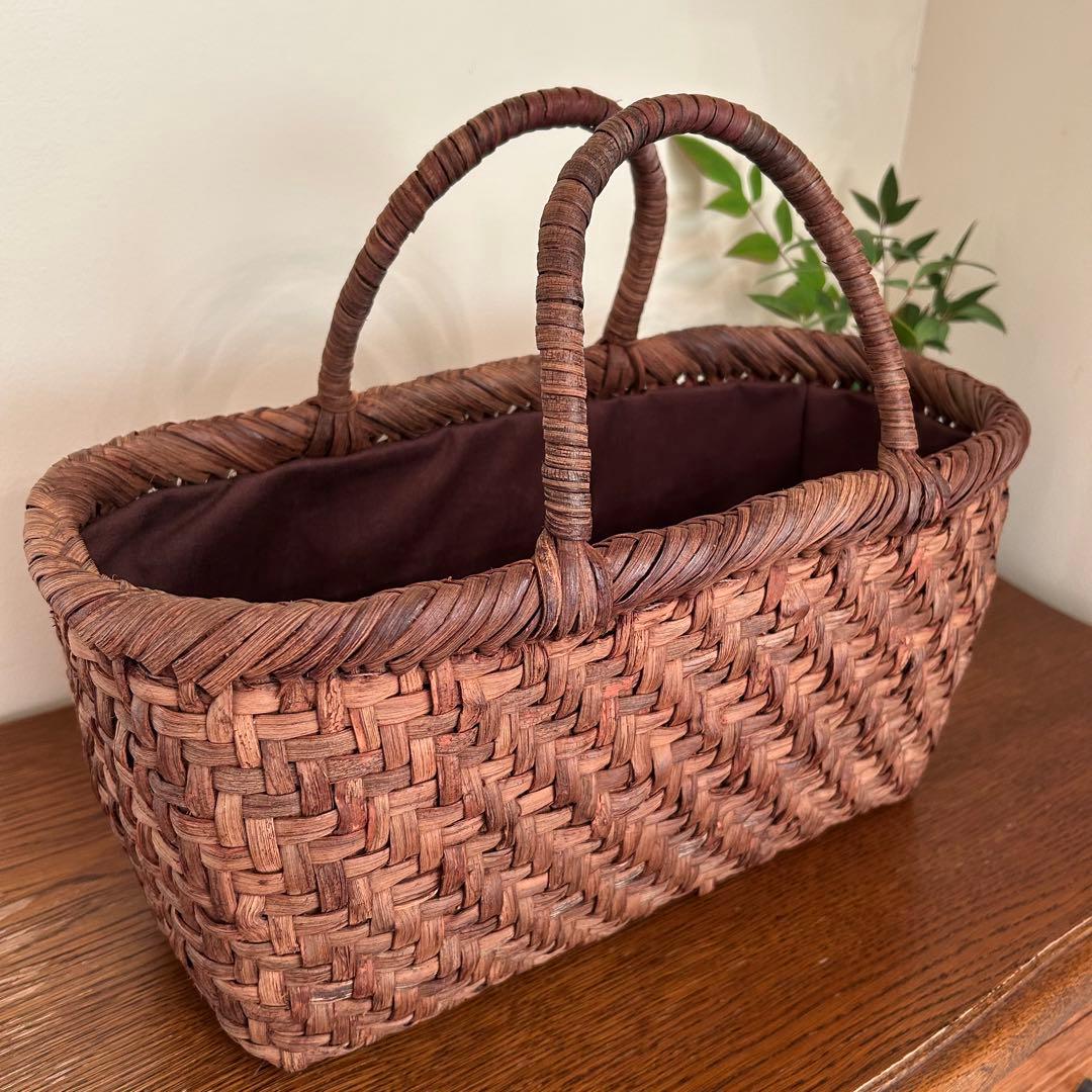 国産山葡萄のかごバッグ＊横長＊網代編み
