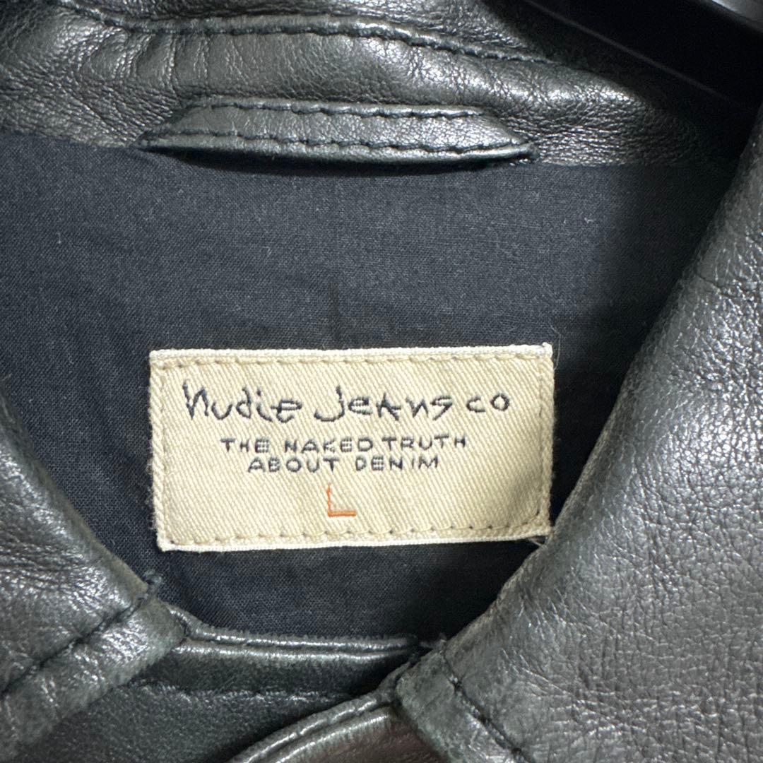 く*ら様 Nudie Jeans Co. ブラックレザージャケット Lサイズ