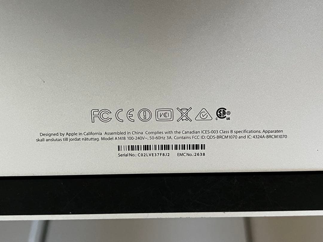 【Apple】imac A1418 21.5インチ Intel corei5