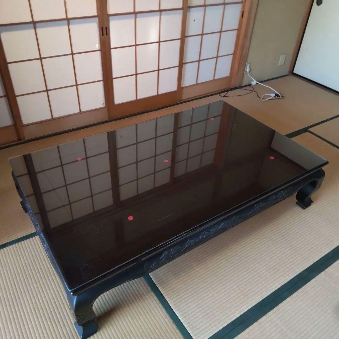 黒檀彫刻座卓テーブル