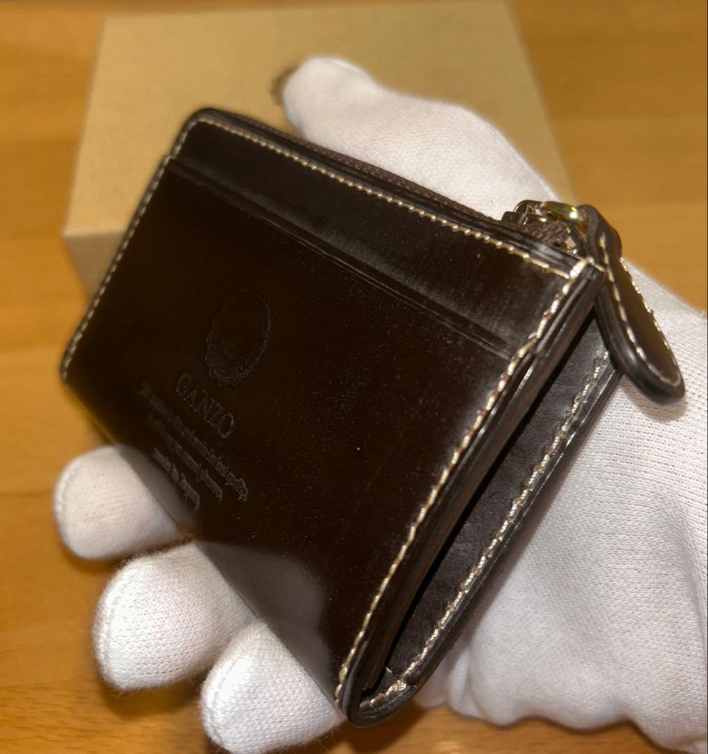☆ガンゾ☆ 本革 L字ファスナー小銭入れ カードケース ダークブラウン