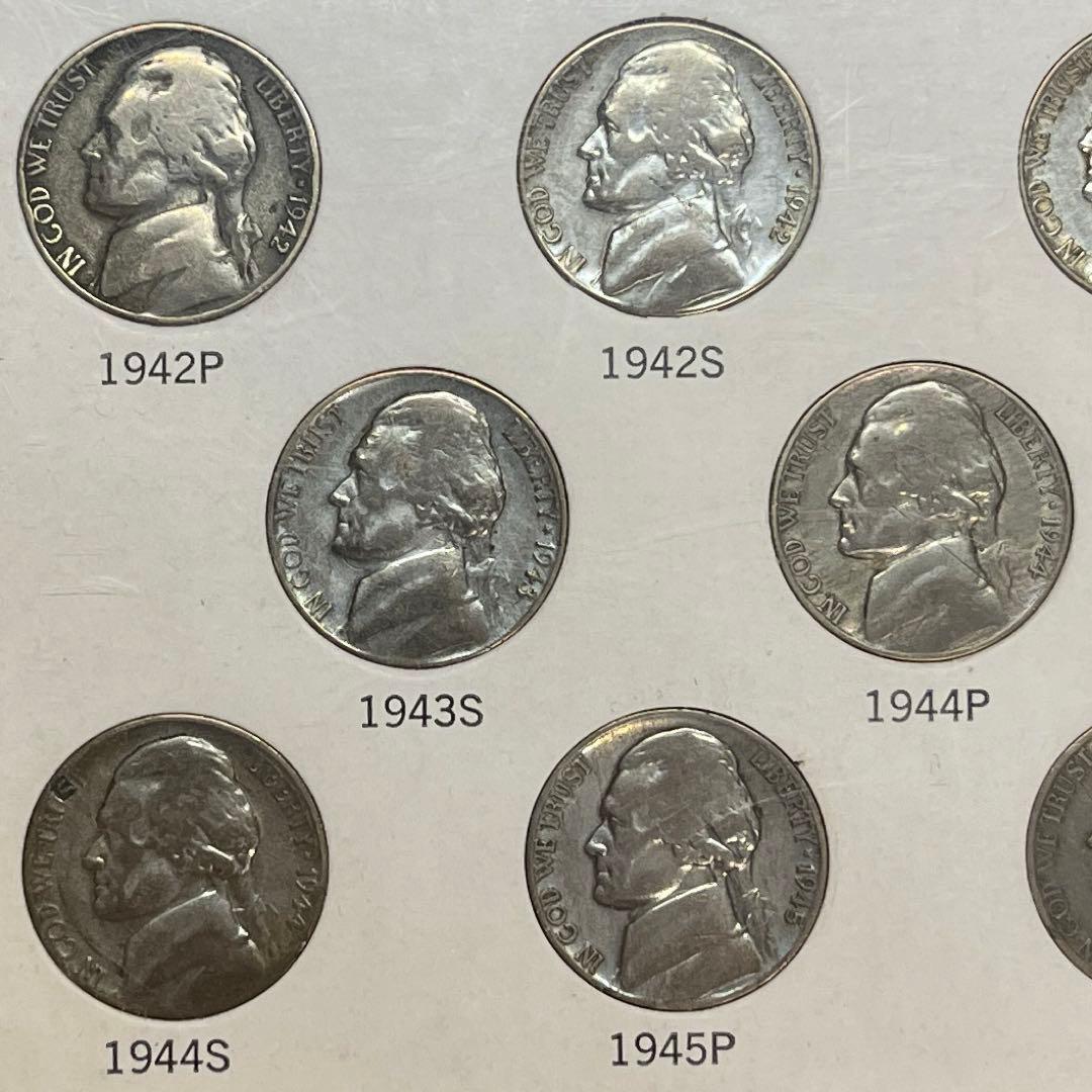 【ウォータイム・ニッケル】［銀貨］5セント アメリカ ジェファーソン 銀350