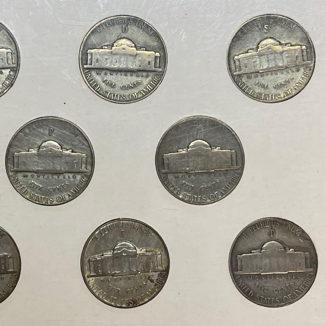 【ウォータイム・ニッケル】［銀貨］5セント アメリカ ジェファーソン 銀350