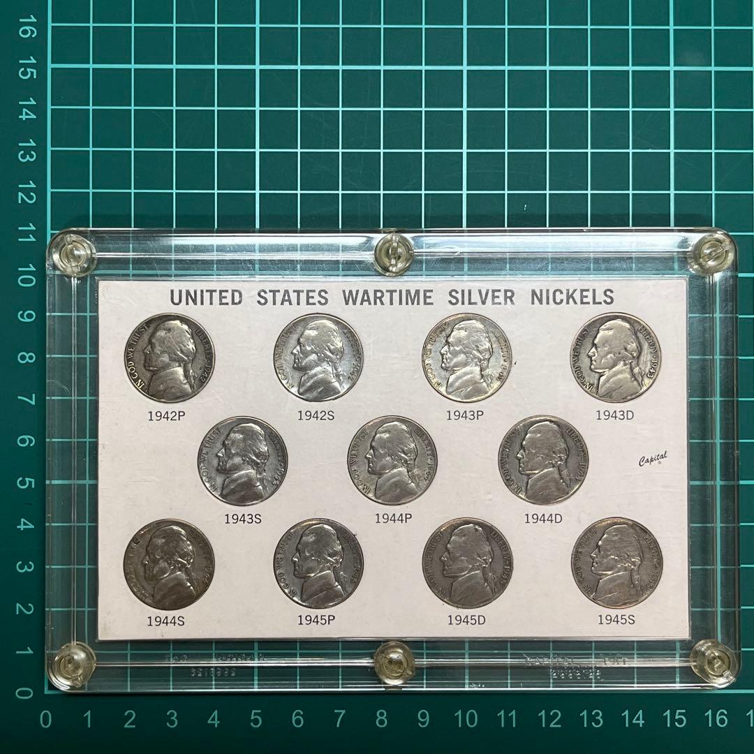 【ウォータイム・ニッケル】［銀貨］5セント アメリカ ジェファーソン 銀350