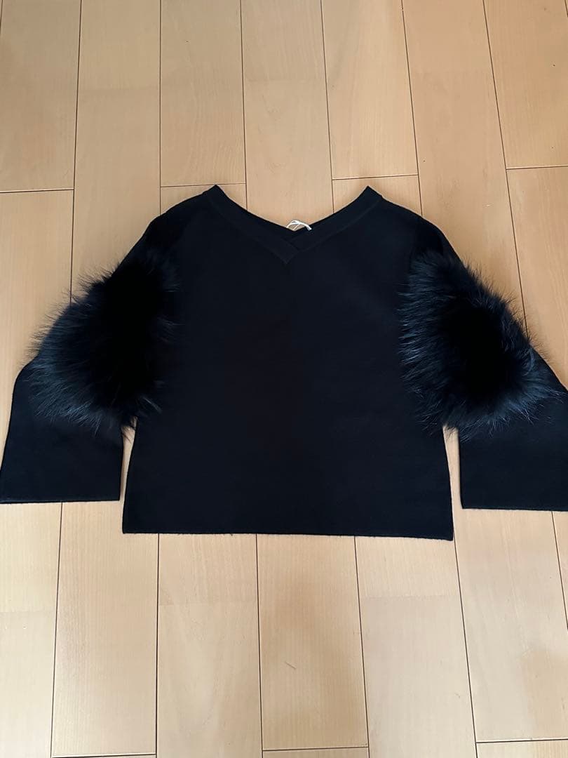 UN3D. スリーブファニットトップス ブラック