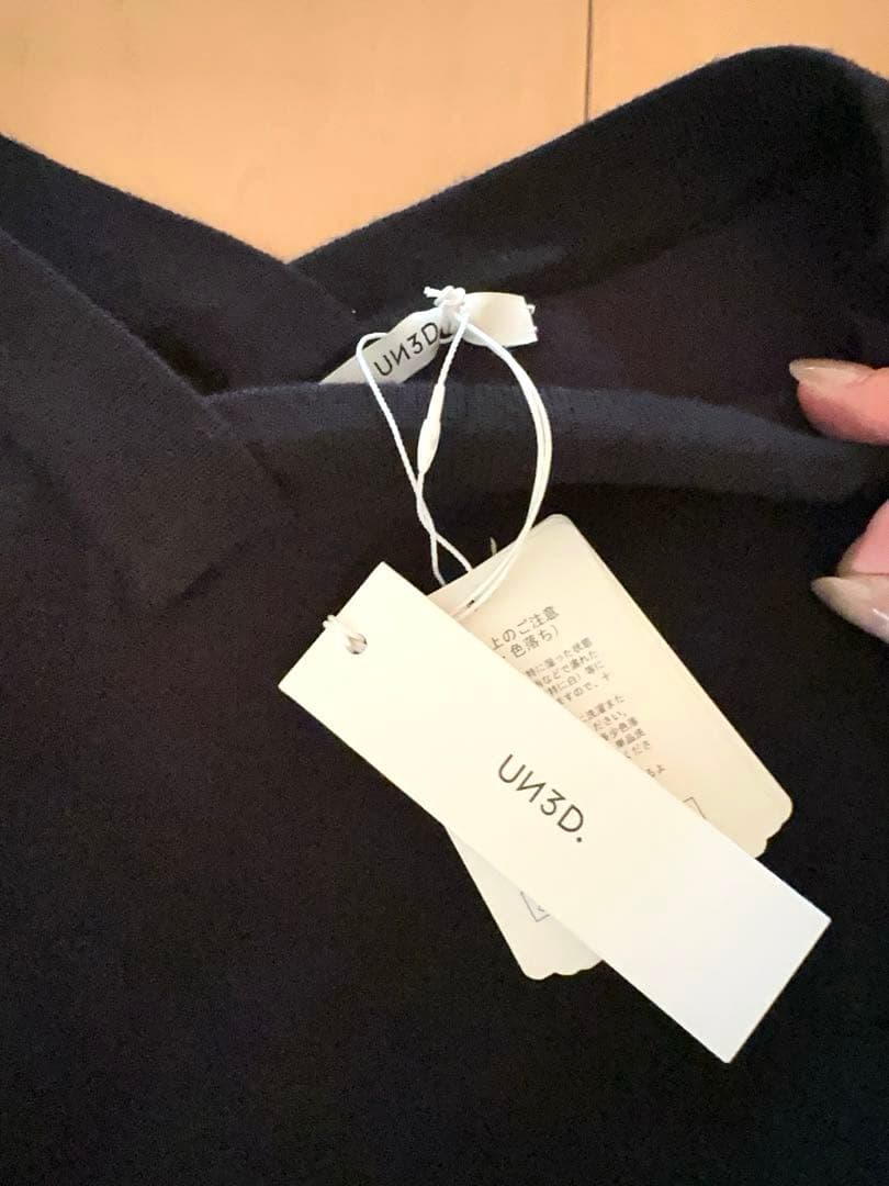 UN3D. スリーブファニットトップス ブラック