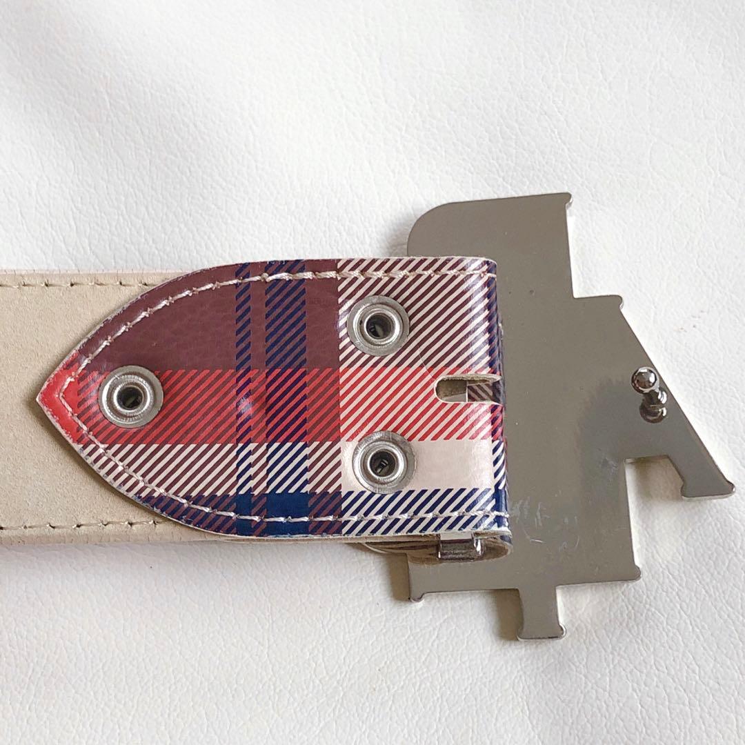 A BATHING APE チェック柄 ベルト 日本製 メタルバックル L