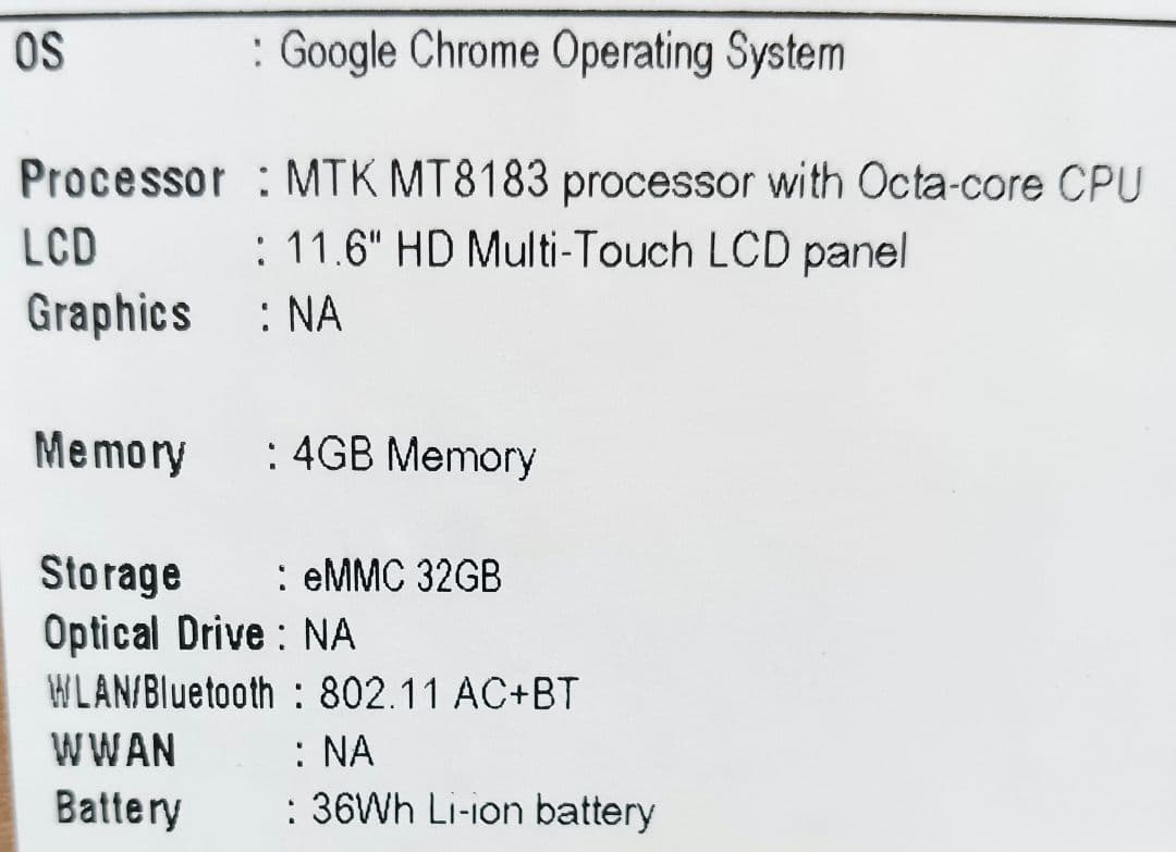 ⊕ Acer Chromebook Spin 311 CP311-3H-H14N
