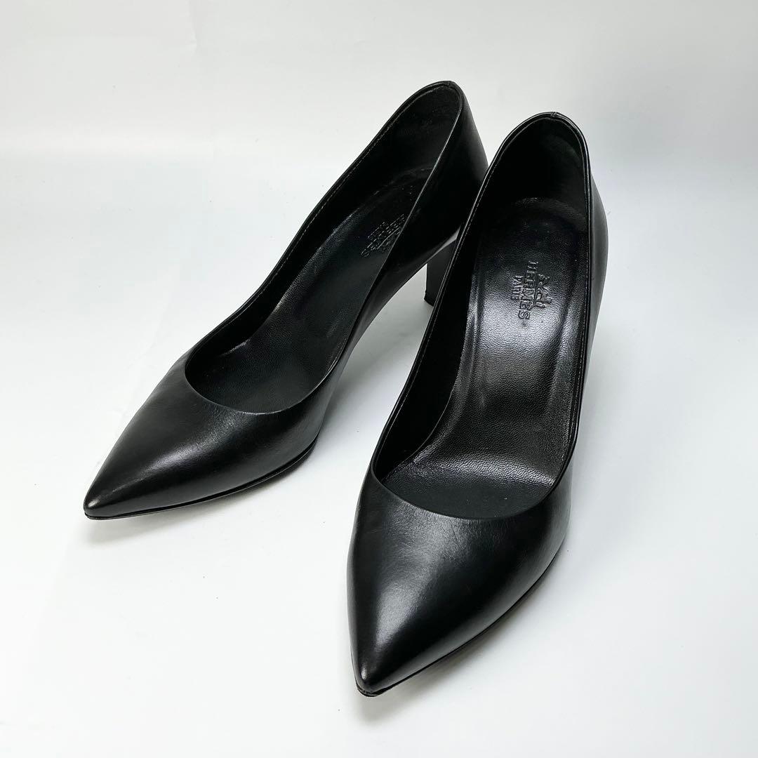 HERMES　パンプス　ブラック　レザー　ヒール　35 1/2