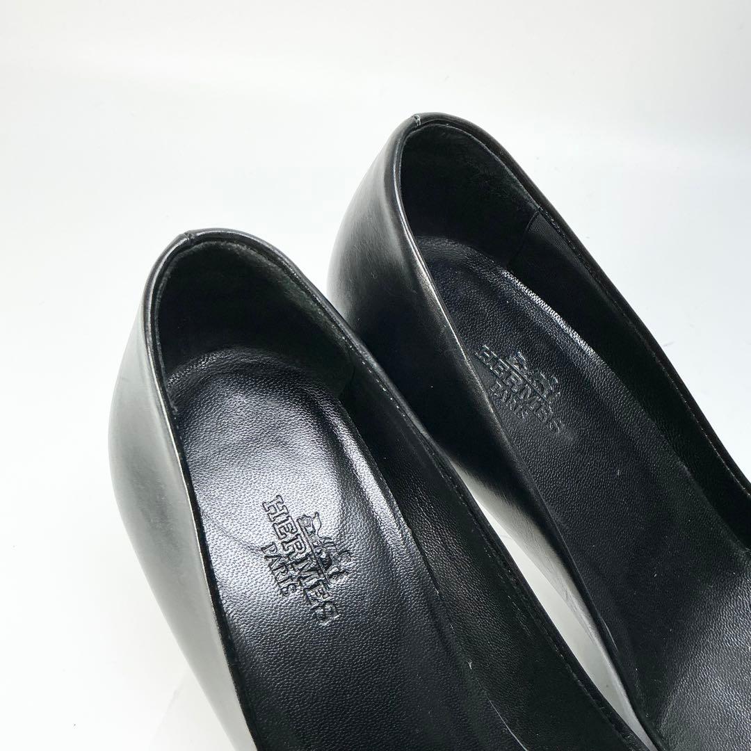 HERMES　パンプス　ブラック　レザー　ヒール　35 1/2