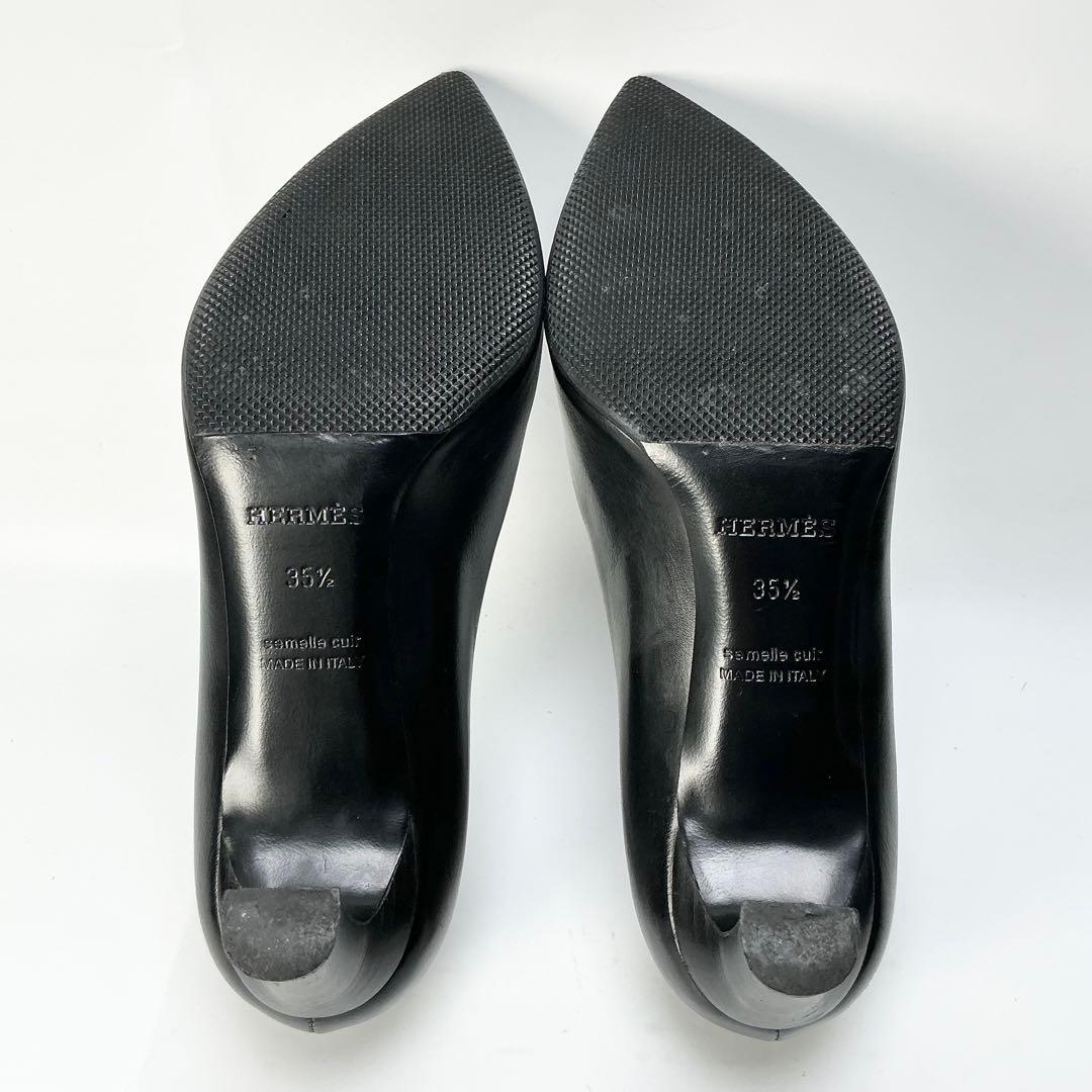 HERMES　パンプス　ブラック　レザー　ヒール　35 1/2