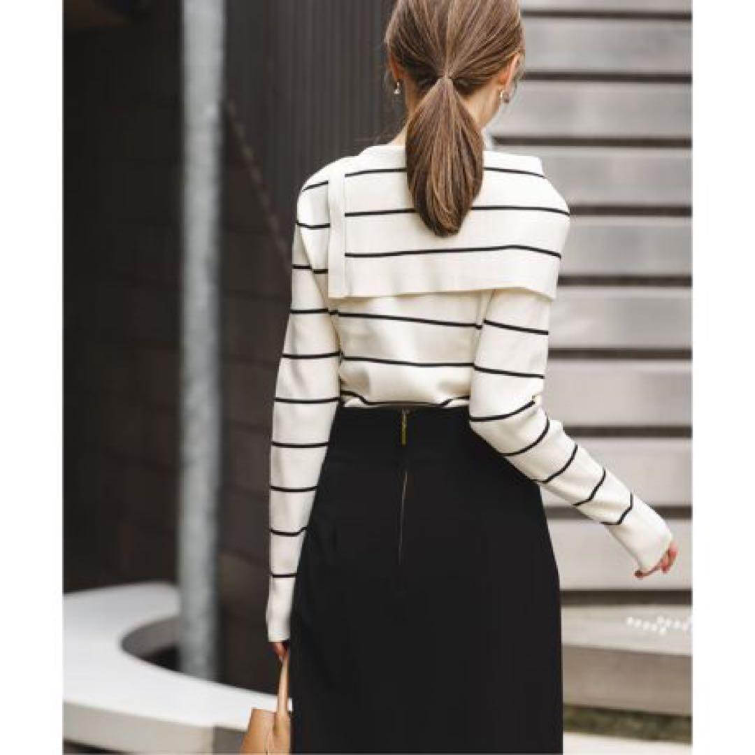 noble ノーブル　ショルダーボタンタイトリブニット