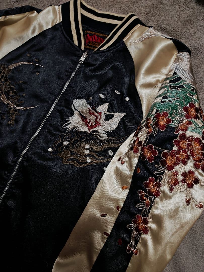 Oni Denim 美品 日本限定 スカジャン vintage サテン 狼桜