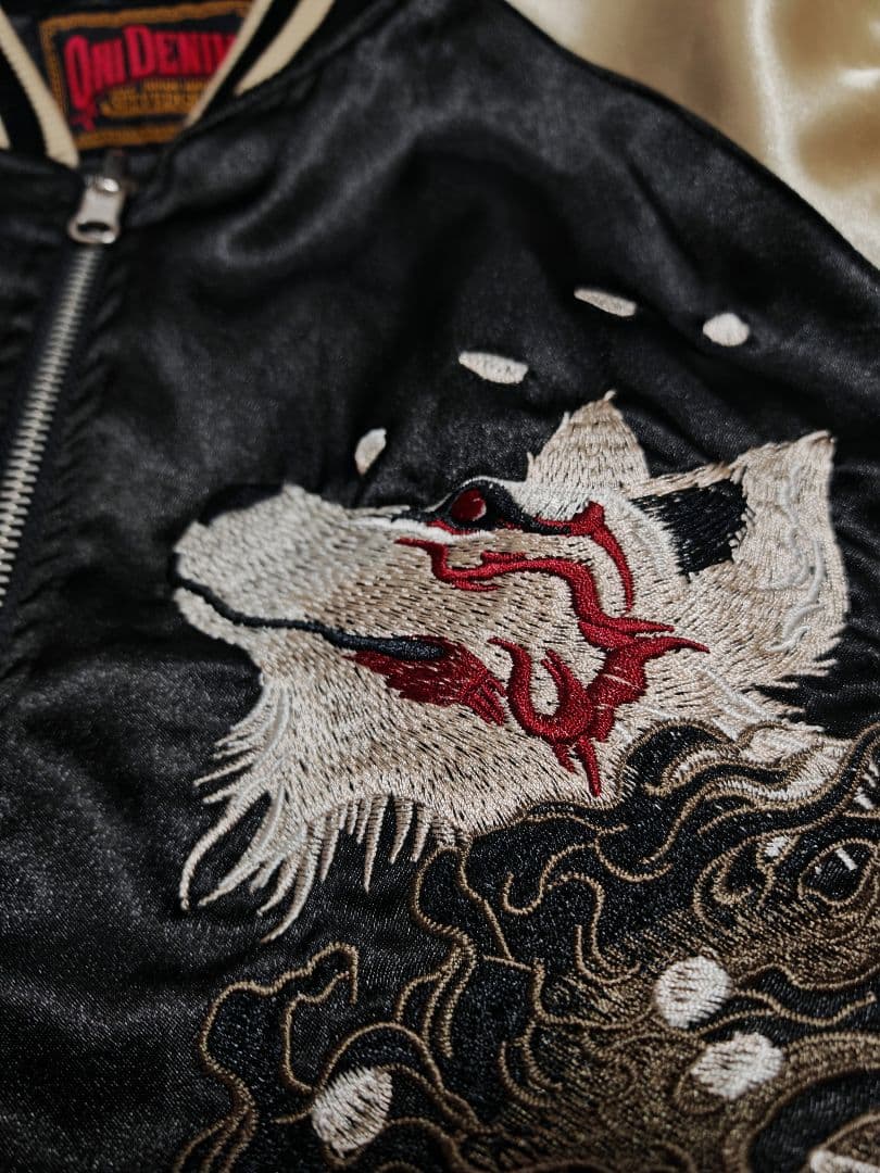 Oni Denim 美品 日本限定 スカジャン vintage サテン 狼桜