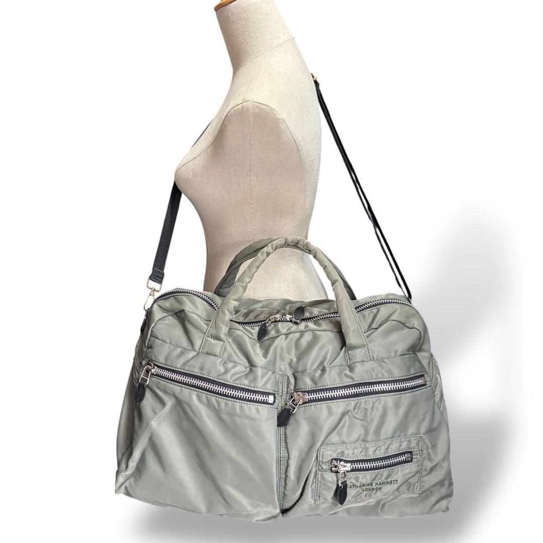 【ヴィンテージ】キャサリンハムネット　ボストンバッグ　トラベル　ナイロン　グレー
