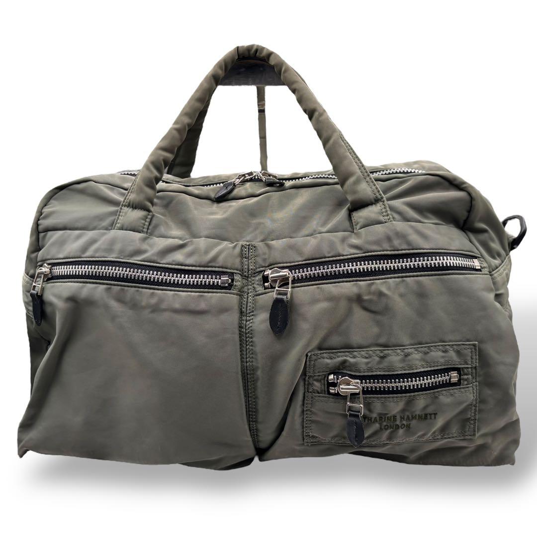 【ヴィンテージ】キャサリンハムネット　ボストンバッグ　トラベル　ナイロン　グレー