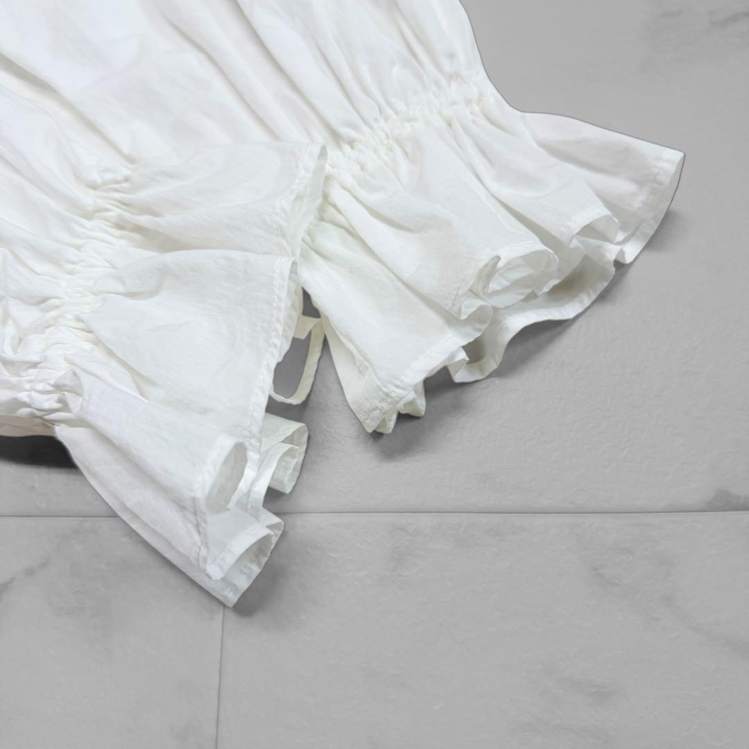 イエナ タフタ ギャザー ブラウス ホワイトシワになりにくい 洗える フリル