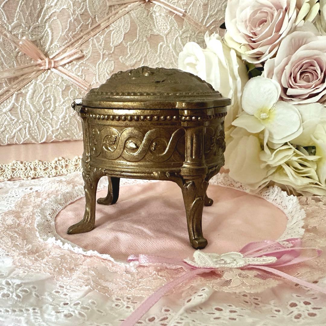アンティーク ブロンズ製 薔薇モチーフジュエリーBOX