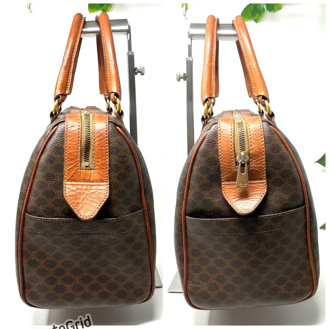 【格安ほぼ美品】CELINE セリーヌ マカダム柄 ボストンバッグ 金色モチーフ