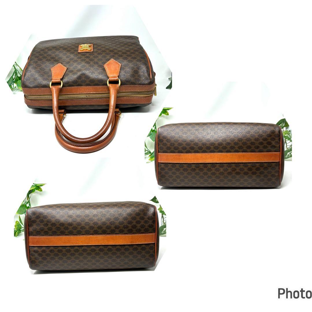 【格安ほぼ美品】CELINE セリーヌ マカダム柄 ボストンバッグ 金色モチーフ