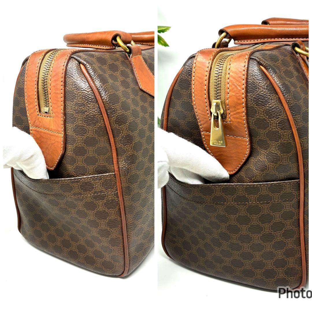 【格安ほぼ美品】CELINE セリーヌ マカダム柄 ボストンバッグ 金色モチーフ