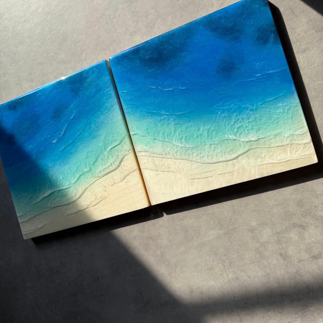2点セット　レジンアート　海アート　エポキシレジンアート　インテリア　壁掛け
