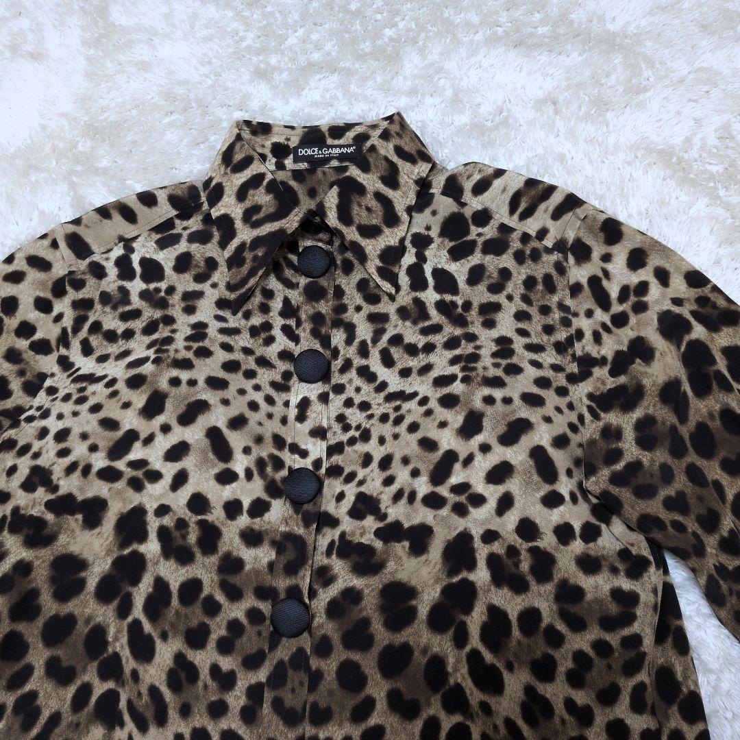 【極美品】DOLCE&GABBANA シルク100％ レオパード ヒョウ柄シャツ