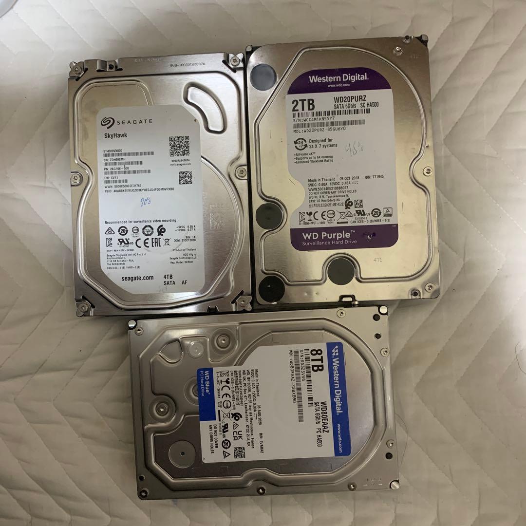 【ジャンク】HDD 3台セット 8TB/4TB/2TB 動作未確認・不良あり