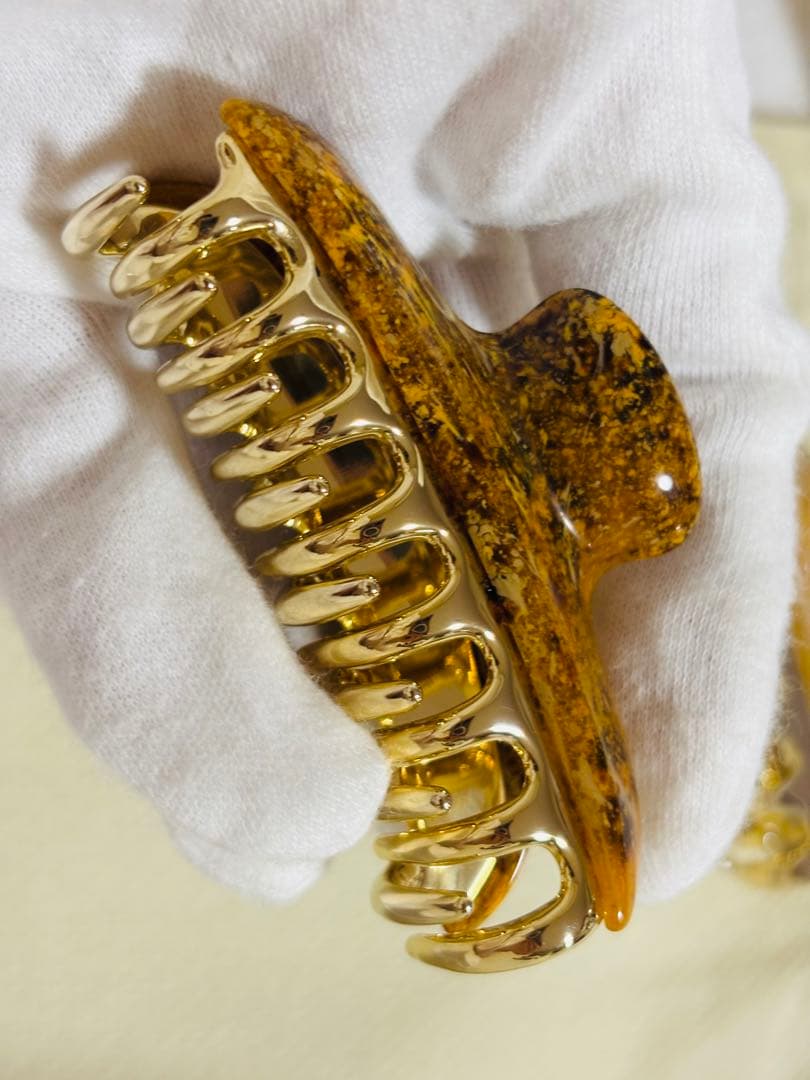 【極美品/2個組】アッカ　acca マーブル　クリップ　茶　クリーム