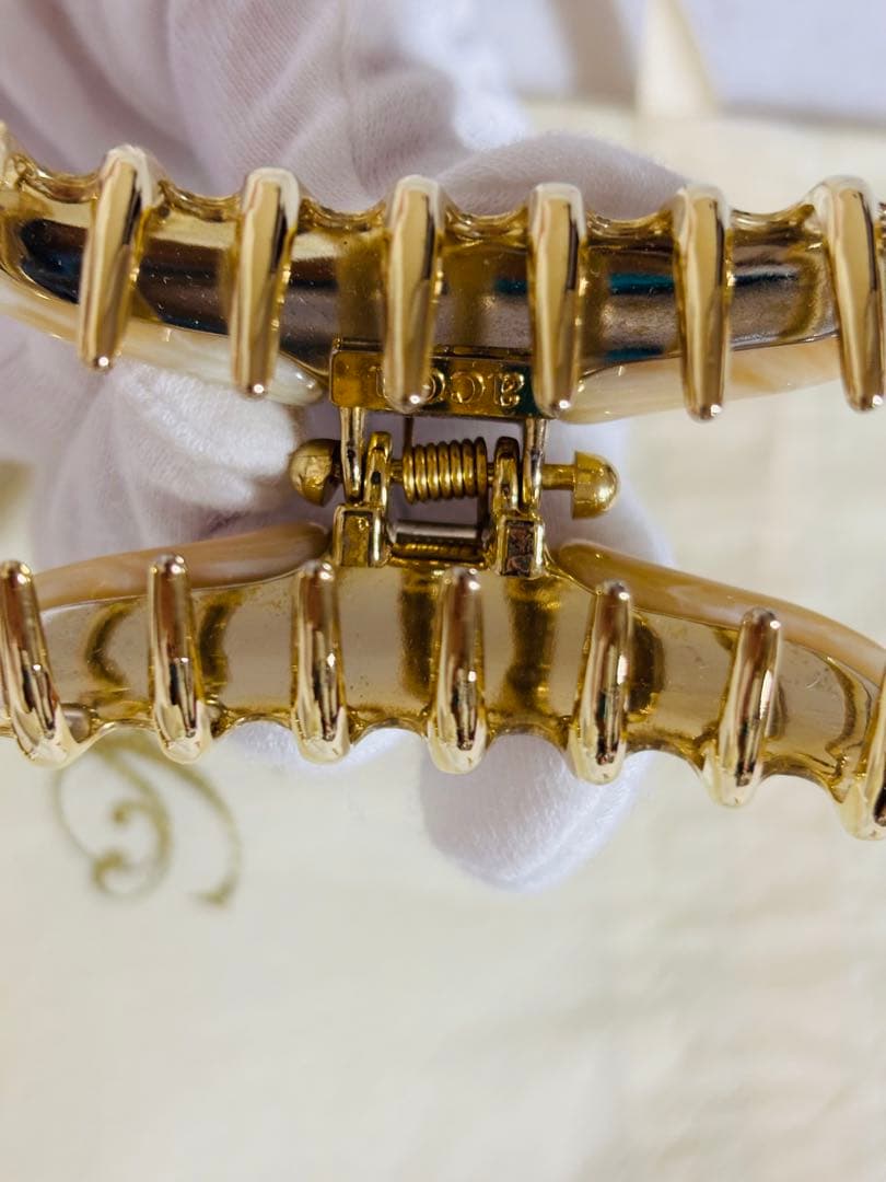 【極美品/2個組】アッカ　acca マーブル　クリップ　茶　クリーム