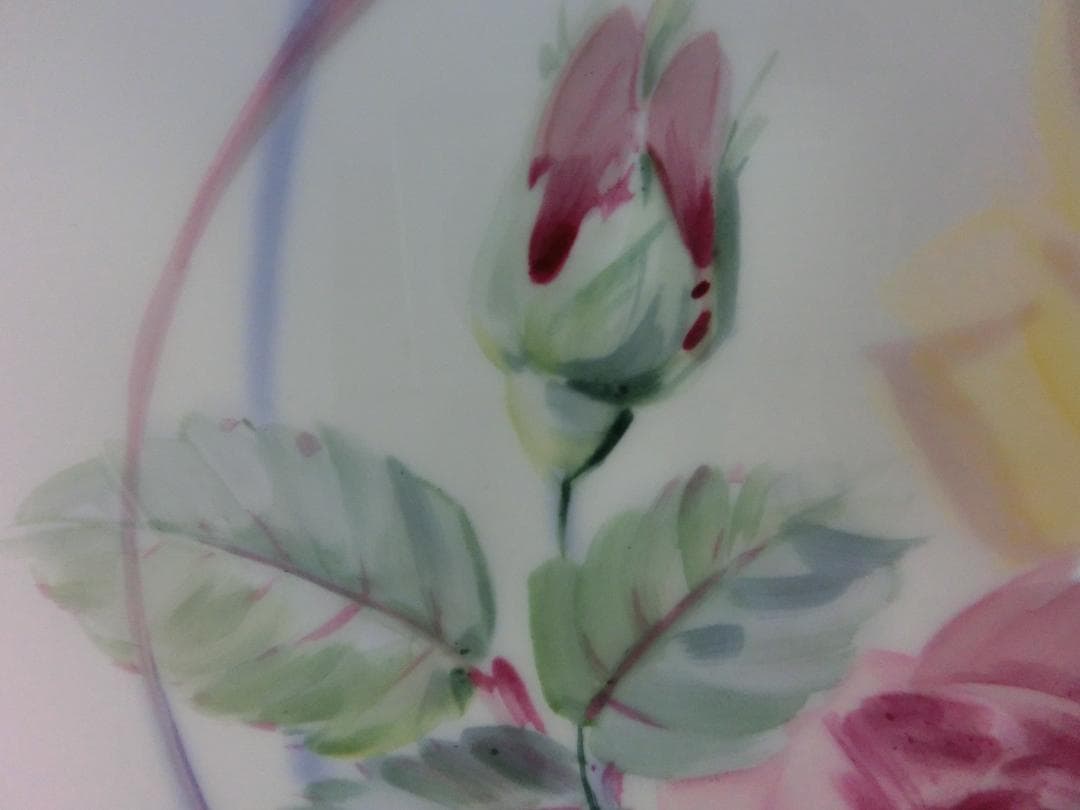 【マイセン】陶板画・黄色と紫の薔薇