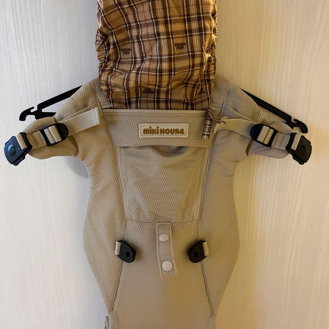 mikiHOUSE 抱っこ紐 ベージュ チェック柄