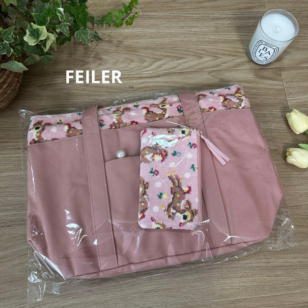 新品　フェイラー　ツンツンバンビーノドットマザーズバッグ　ポーチ付トート　ピンク