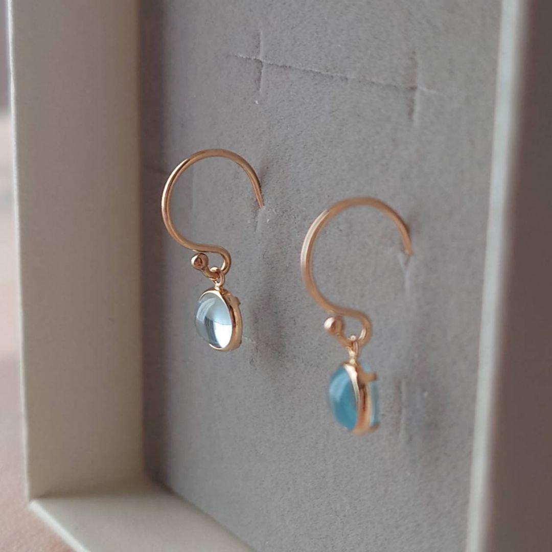 未使用　ツツミ　ブルートパーズ　フックピアス　K10