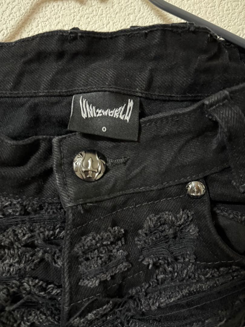 UNIZworld White Eyes Pants ダメージワイドデニムパンツ