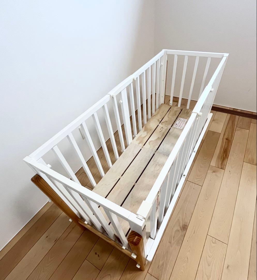 ★mm ★ソイネール3 ホワイト木製ベビーベッド
