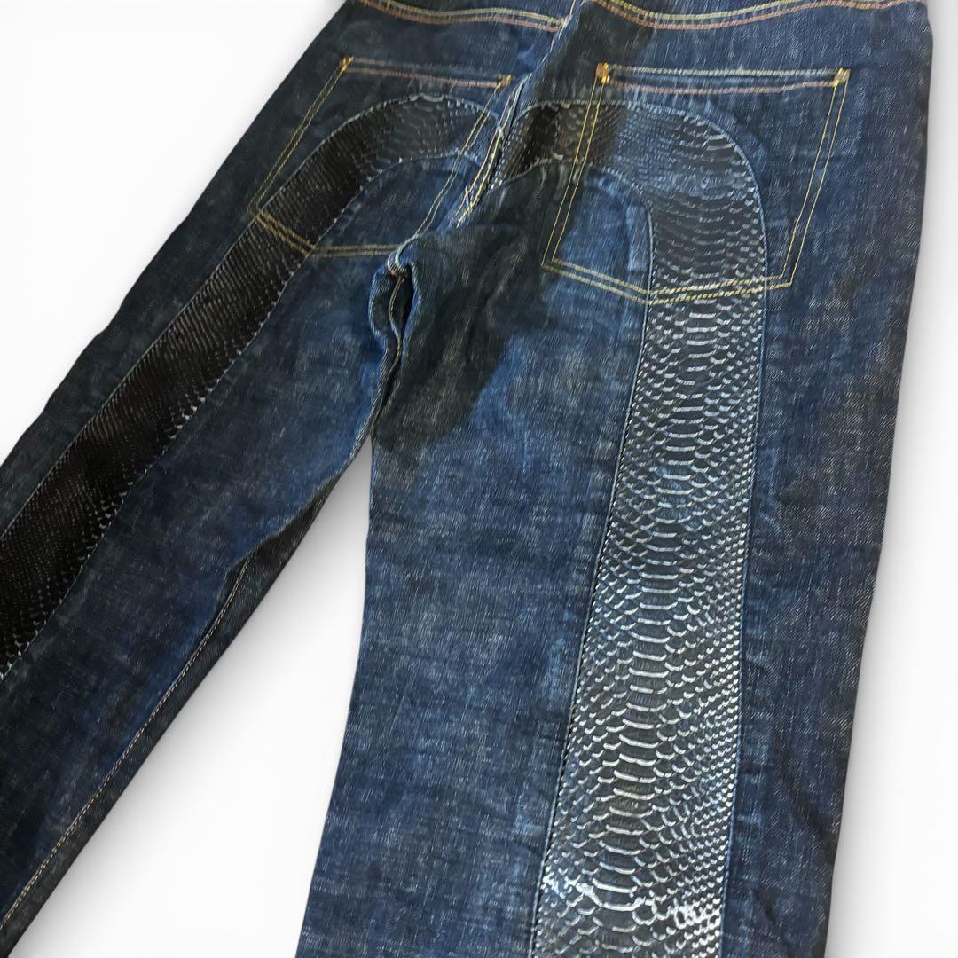 戸*妹様 EVISU エビス 大黒 レザー ブラック ビックカモメ 赤耳 W36