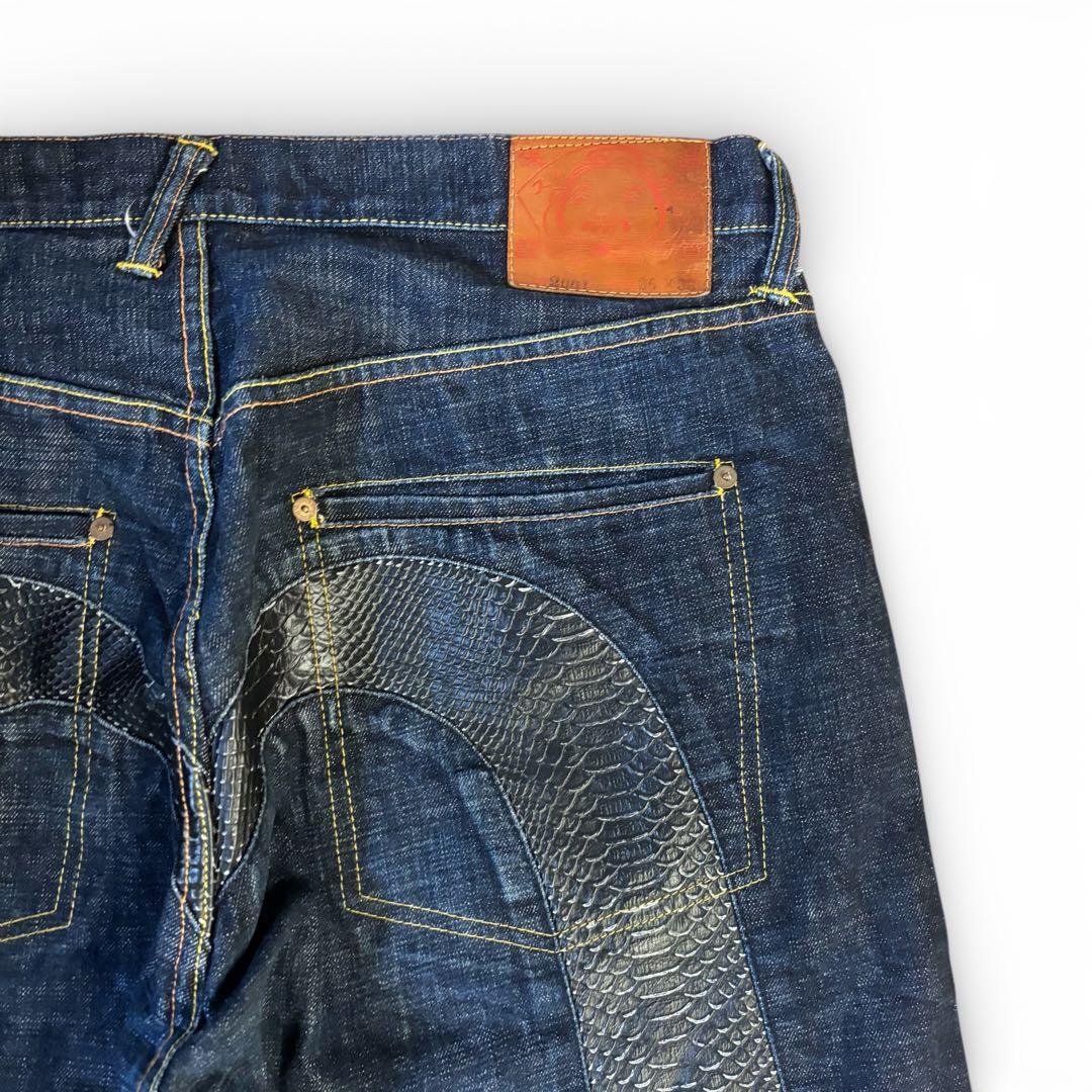 戸*妹様 EVISU エビス 大黒 レザー ブラック ビックカモメ 赤耳 W36