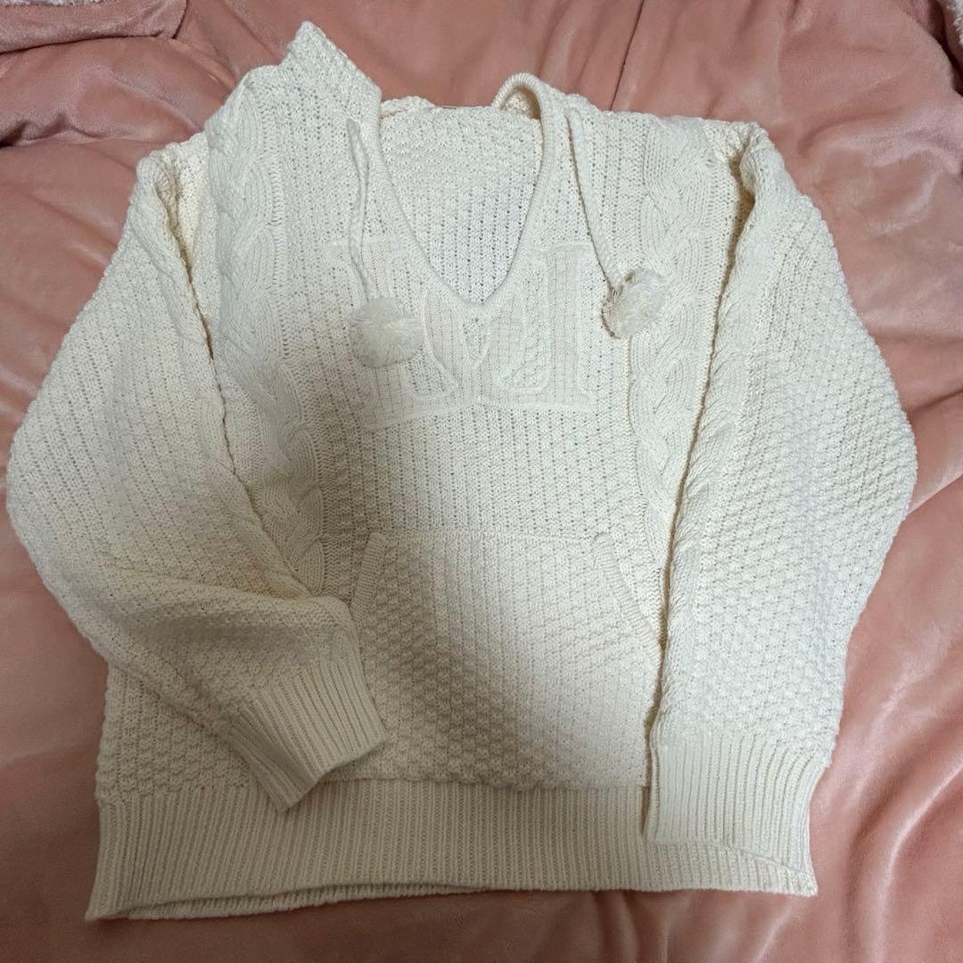 Darich ケーブルDDロゴVネックニットフーディ