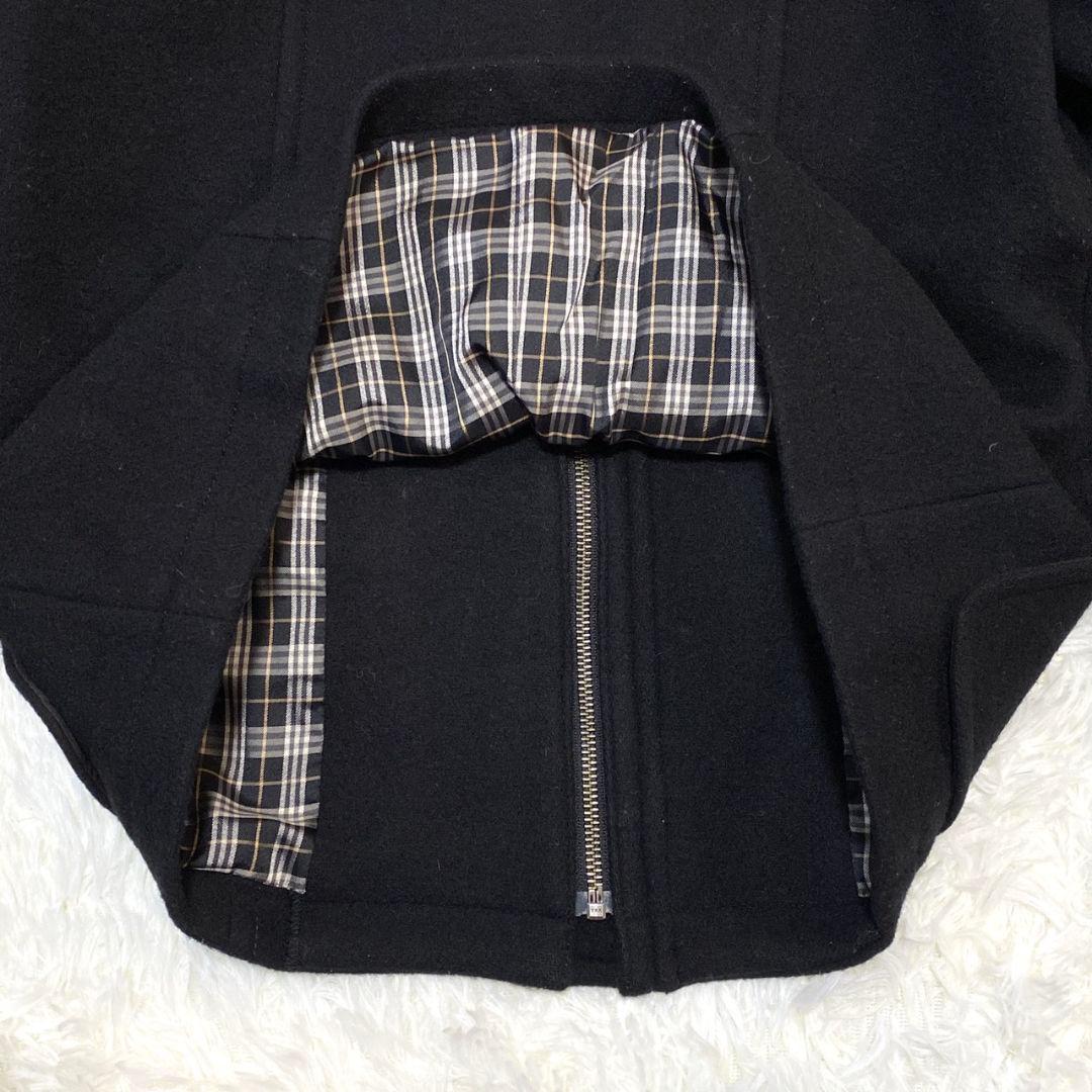 ●良品●　バーバリーブルーレーベル　ノバチェック　フード　ダッフルコート　黒