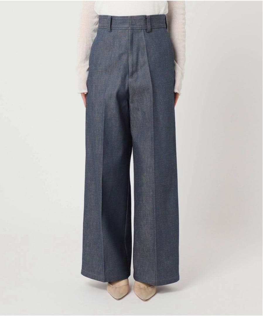 新品タグ付 定価24,750円 Plageリジッドデニムライクスラックス 34