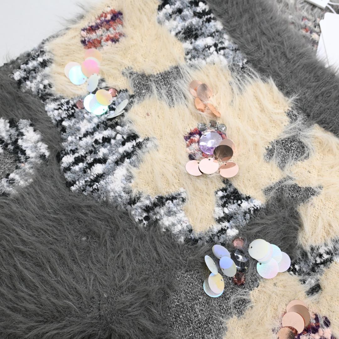 □ 47890★年 定価3.5万 コエル 花柄ビジューシャギーカーディガン