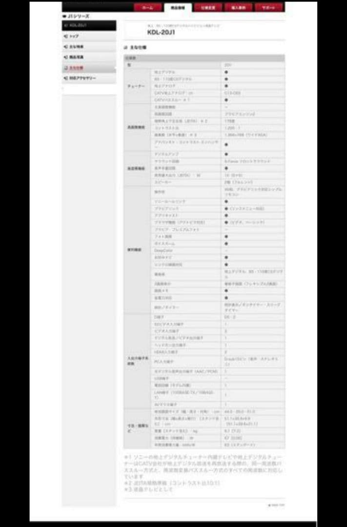 動作品！SONY BRAVIA KDL-20J1 ★リモコン付属
