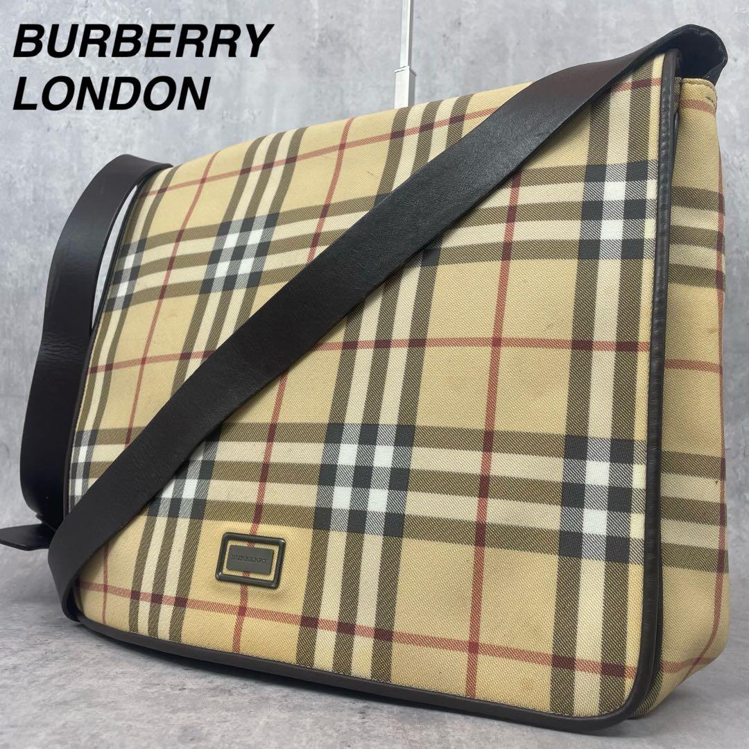 【美品✨】 バーバリー メッセンジャーバッグ ノバチェック PVC レザー