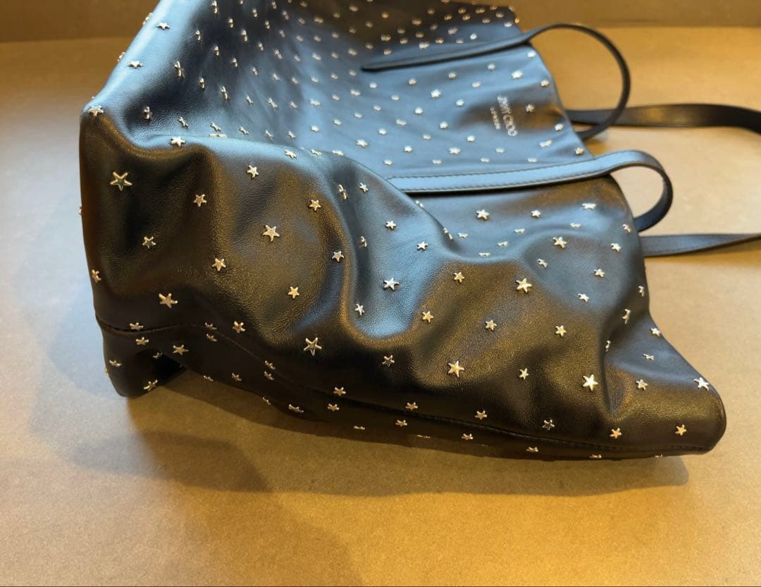 JIMMY CHOO トートバッグ ピムリコ ブラック レザー スター スタッズ
