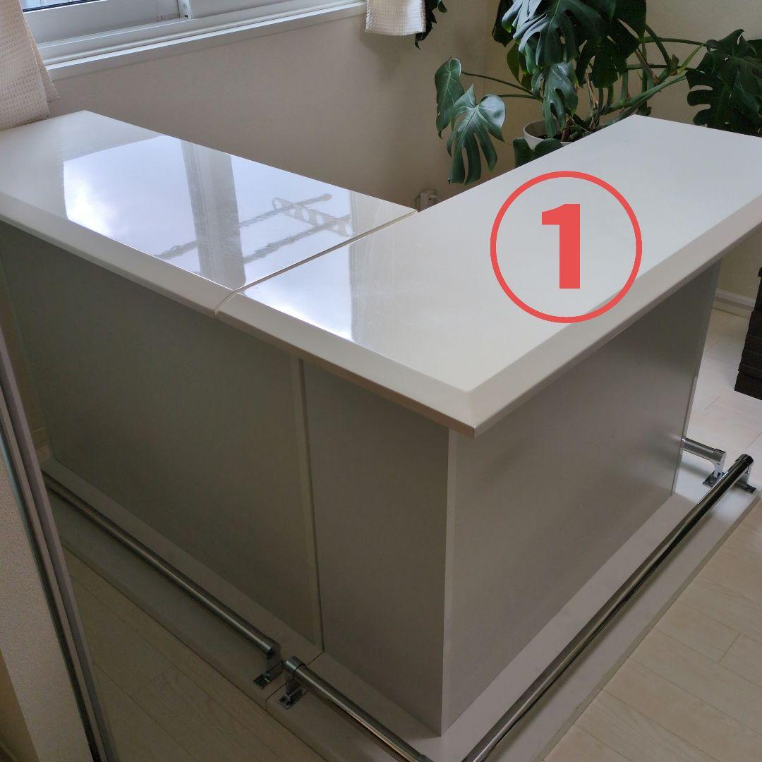 ホワイト L字型カウンターテーブル①のみ